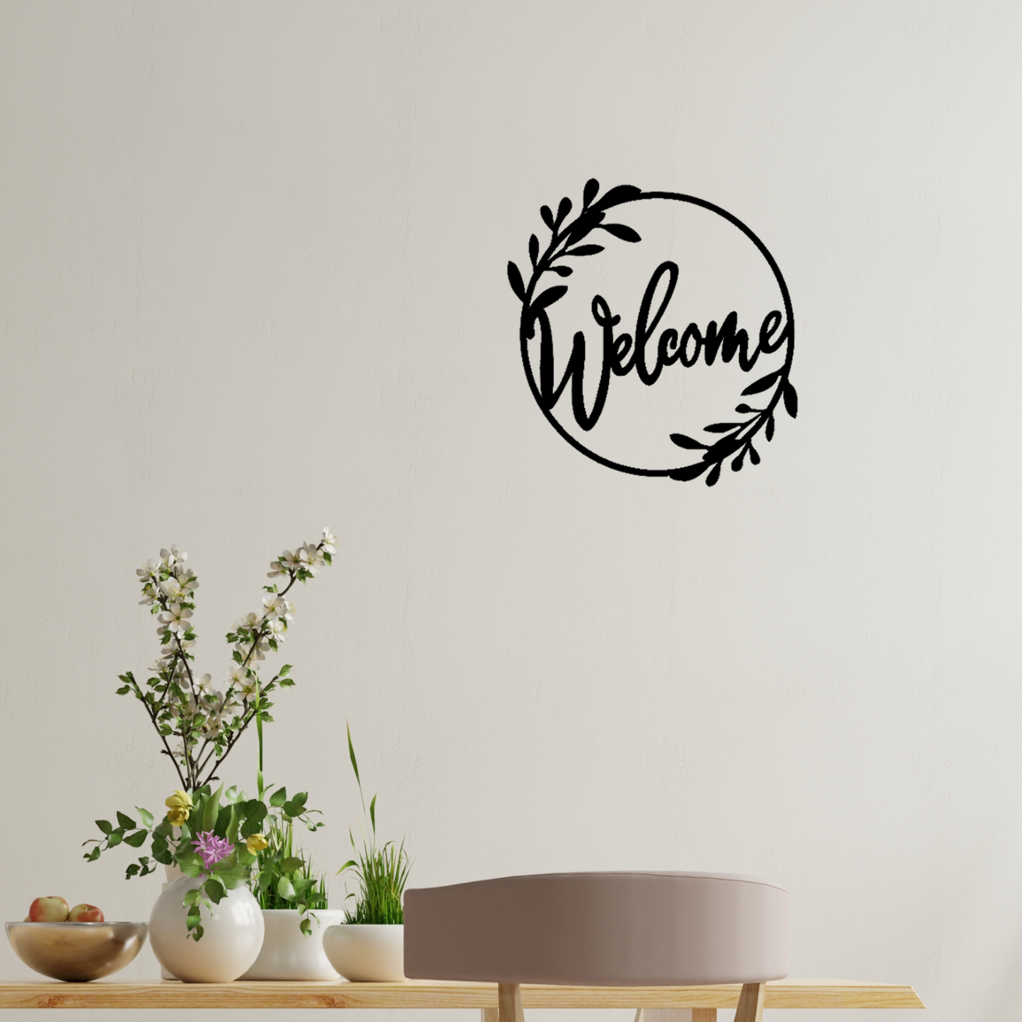 “Welcome” Wall Art - Black | Modern Entryway Decor
