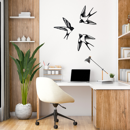 Swallow Wall Art – Black Modern Bird Decor