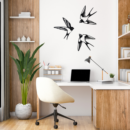 Swallow Wall Art – Black Modern Bird Decor