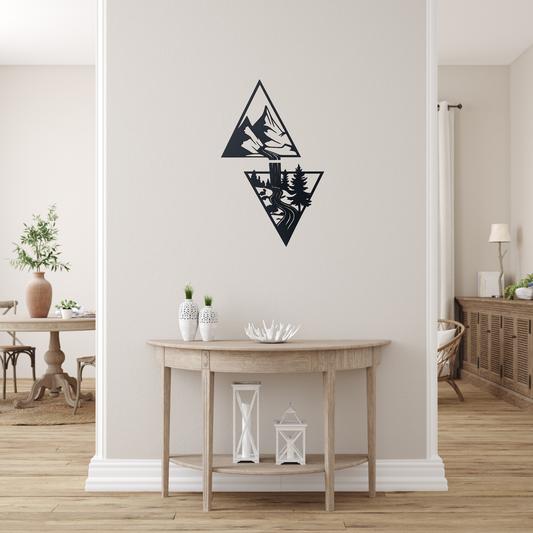 Mountain & Forest Wall Art - 2-Piece Set | Black | Modern Nature Decor