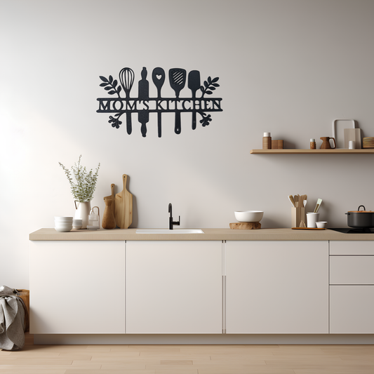 “Mom’s Kitchen” Wall Art – Black | Modern Kitchen Decor