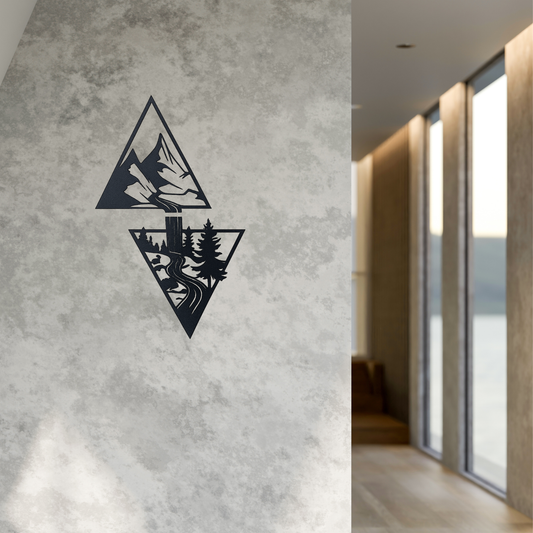 Mountain & Forest Wall Art - 2-Piece Set | Black | Modern Nature Decor