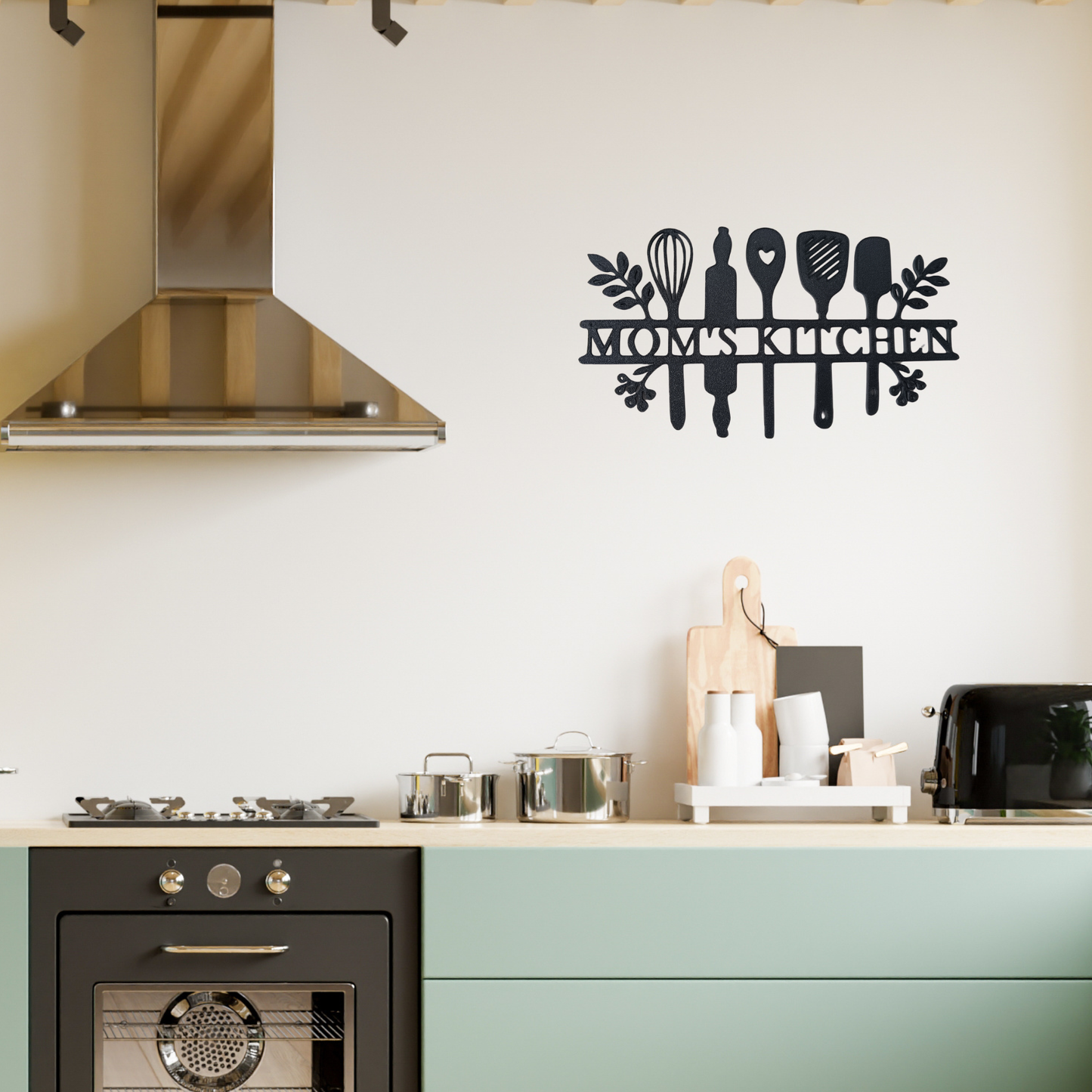 “Mom’s Kitchen” Wall Art – Black | Modern Kitchen Decor
