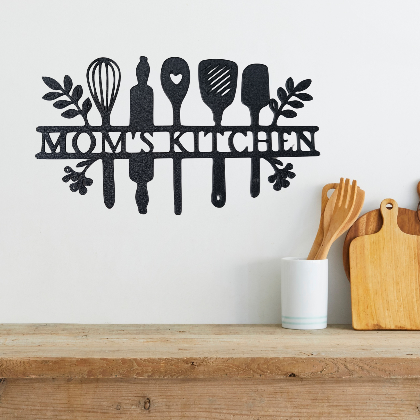 “Mom’s Kitchen” Wall Art – Black | Modern Kitchen Decor