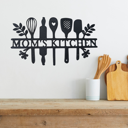“Mom’s Kitchen” Wall Art – Black | Modern Kitchen Decor