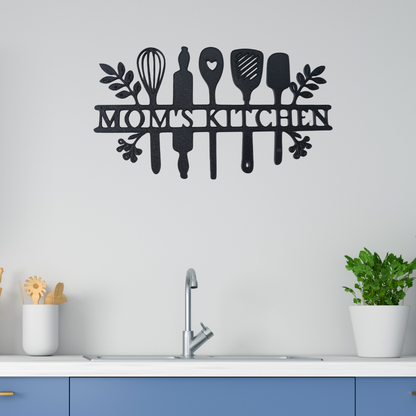 “Mom’s Kitchen” Wall Art – Black | Modern Kitchen Decor