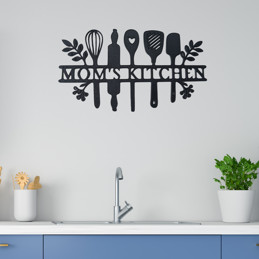 “Mom’s Kitchen” Wall Art – Black | Modern Kitchen Decor