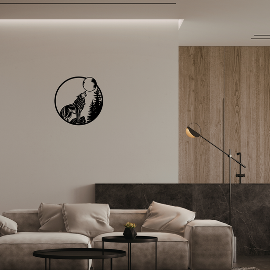 Wolf Wall Art - Black | Modern Forest & Moon Decor