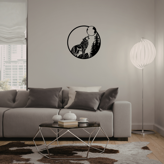 Wolf Wall Art - Black | Modern Forest & Moon Decor
