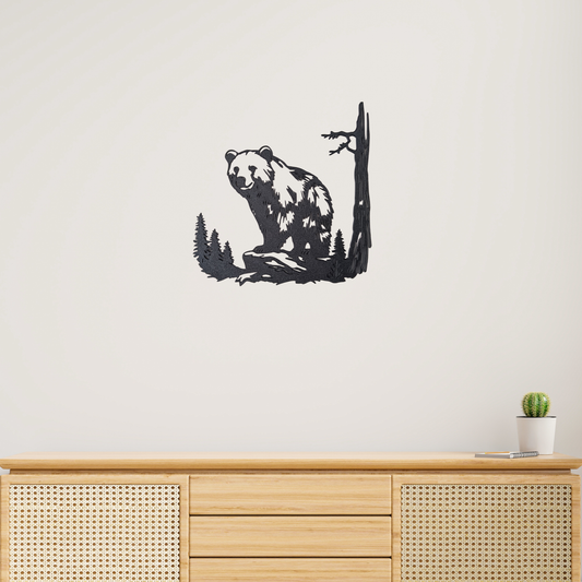 Bear Wall Art – Black | Modern Wildlife Nature Decor