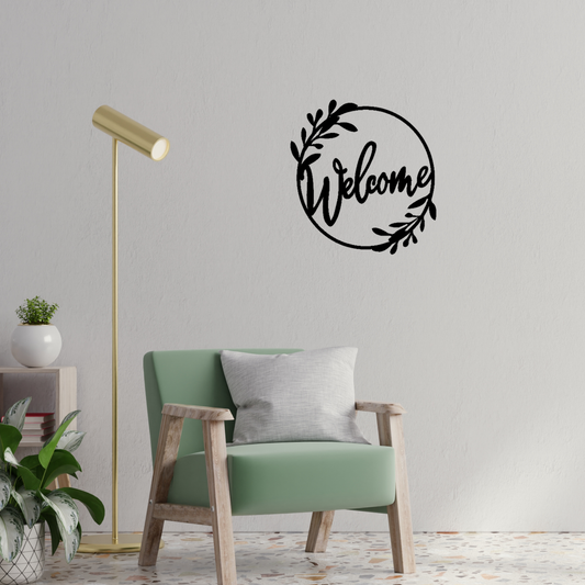 “Welcome” Wall Art - Black | Modern Entryway Decor