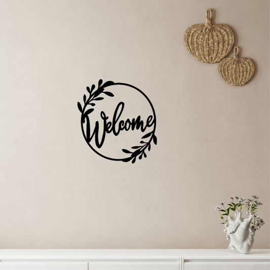 “Welcome” Wall Art - Black | Modern Entryway Decor