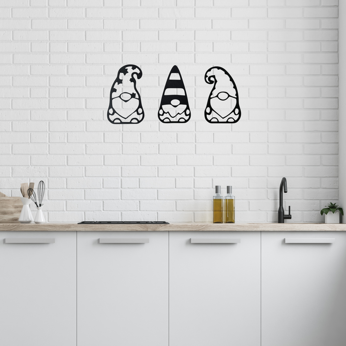 Gnome Wall Art – Black | Playful Modern Decor