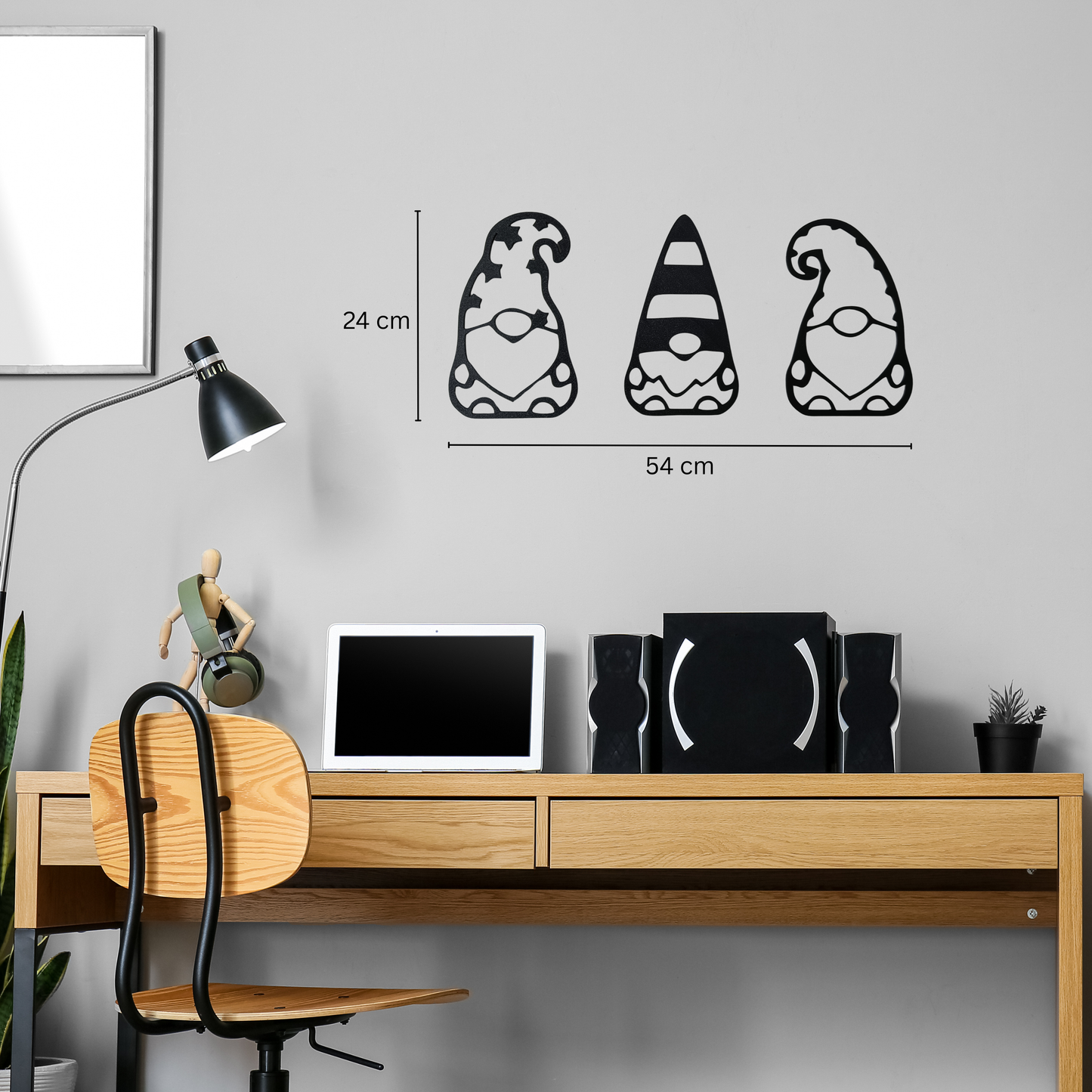 Gnome Wall Art – Black | Playful Modern Decor