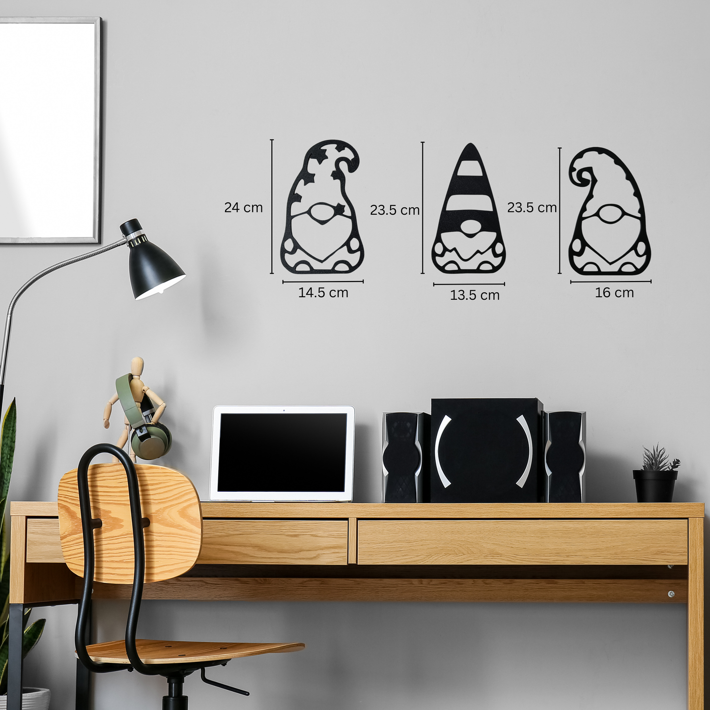 Gnome Wall Art – Black | Playful Modern Decor