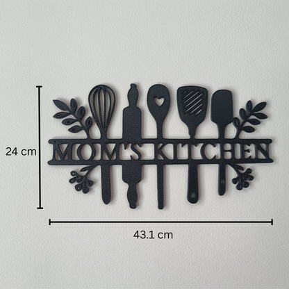 “Mom’s Kitchen” Wall Art – Black | Modern Kitchen Decor